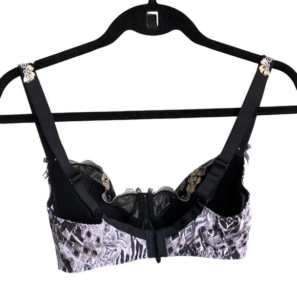 CORIN Lace Padded Bra Floral 34F Black Gray White 3 Hook Closure Underwire 12814 - Picture 2 of 10